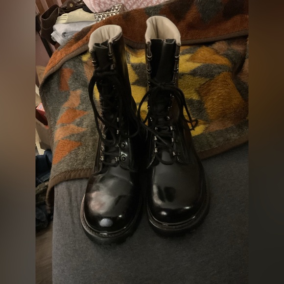 Vintage German Military Issued Black Leather combat Boots size 8 - Picture 1 of 9